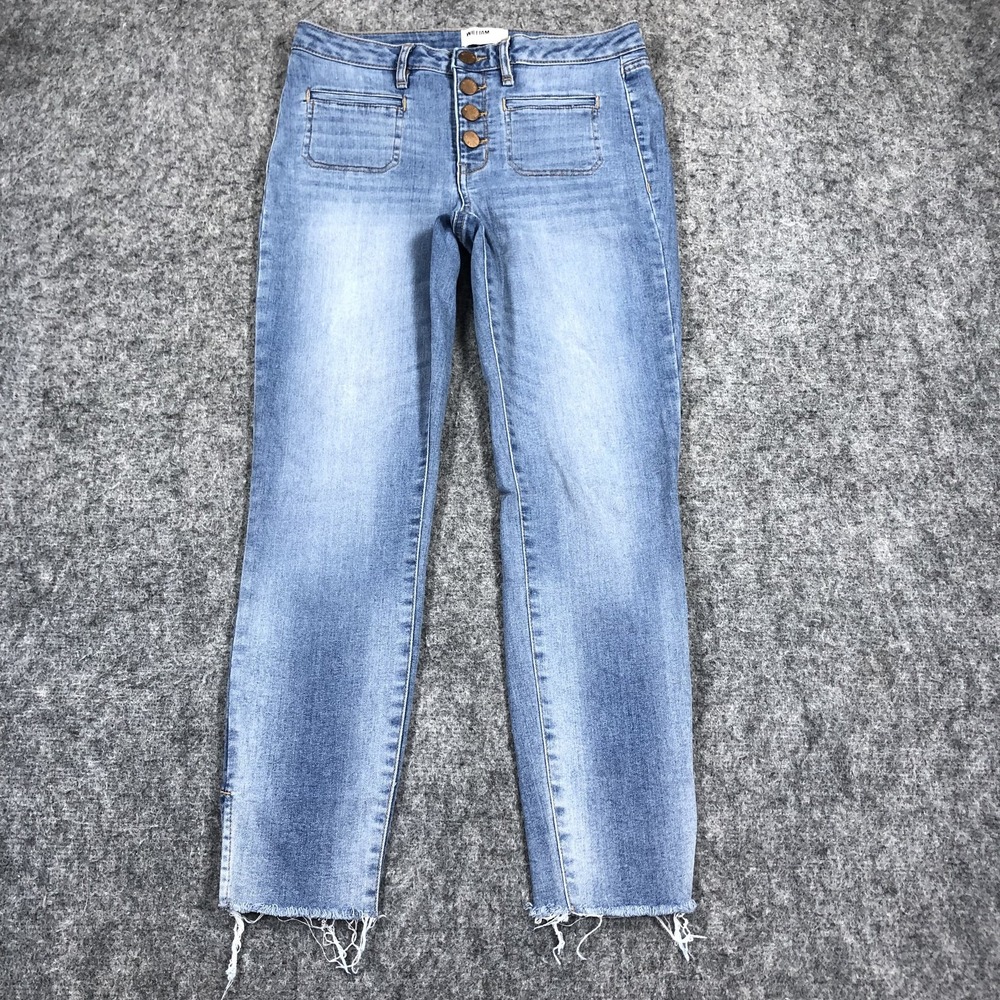 William Rast Highrise Crop Jeans Womens 27 Blue High Rise Slim Frayed Hem Denim